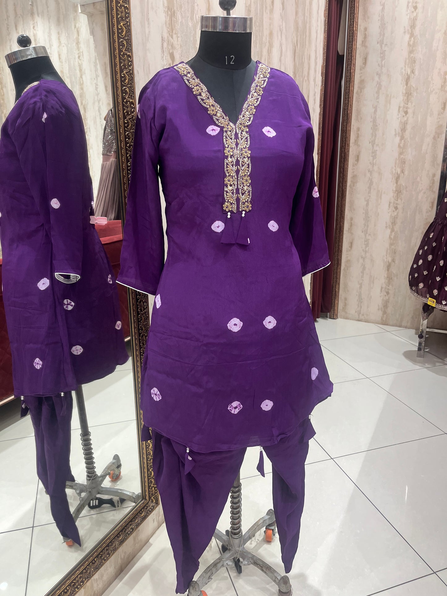 Purple two piece with Dhoti