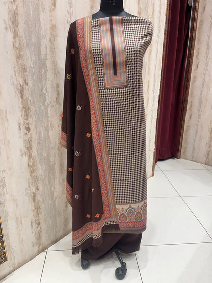 Pashmina Checkered contrast woolen suit