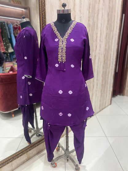 Purple two piece with Dhoti