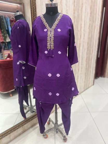 Purple two piece with Dhoti
