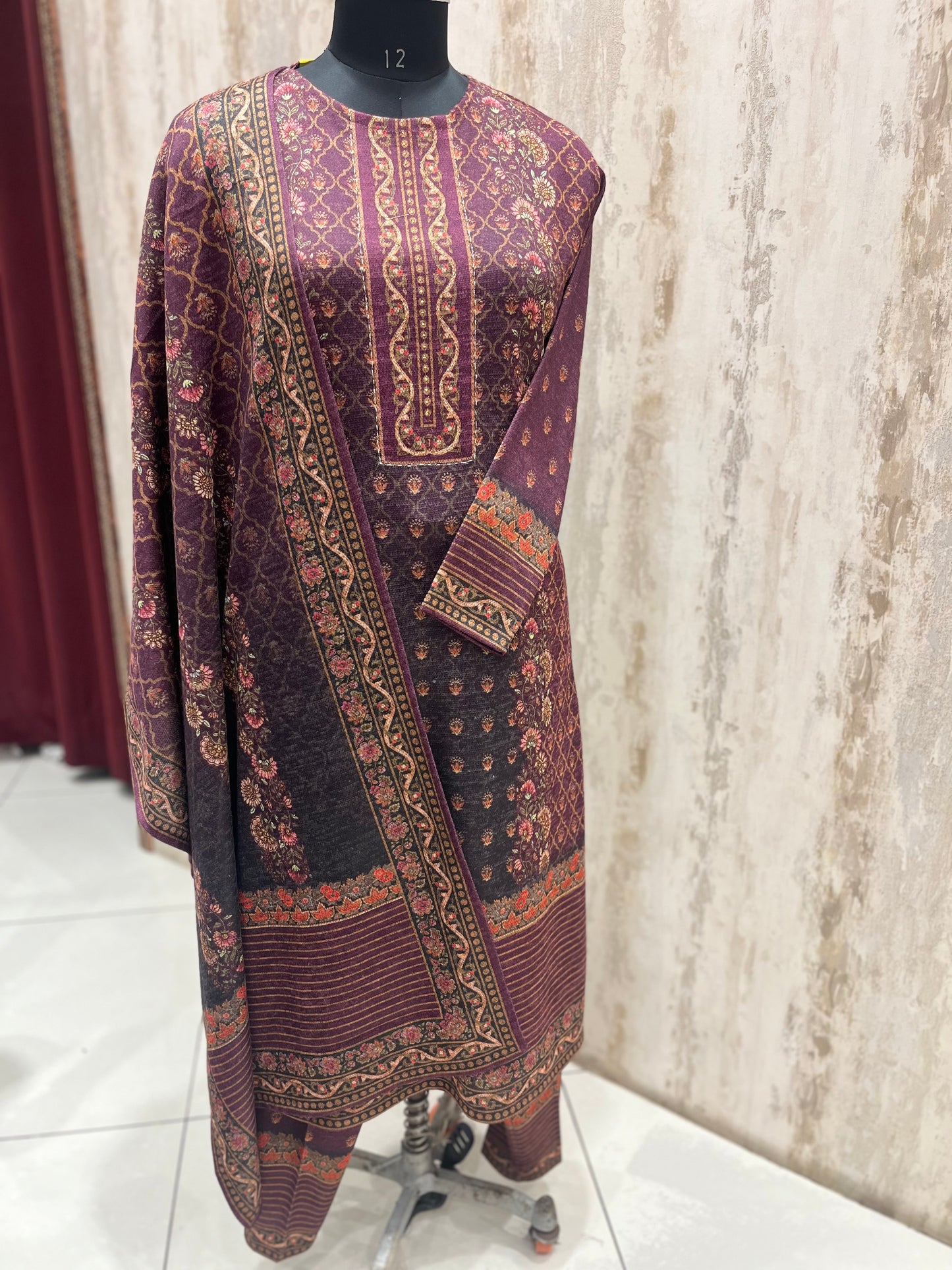 Pashmina stitched woolen suit