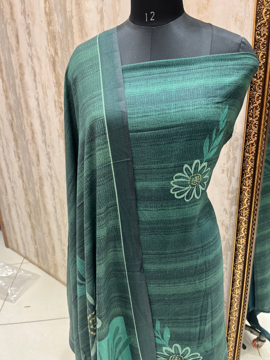 Pashmina green print suit