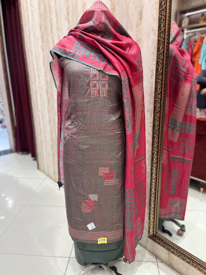 Pashmina contrast woolen suit