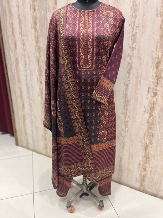 Pashmina stitched woolen suit