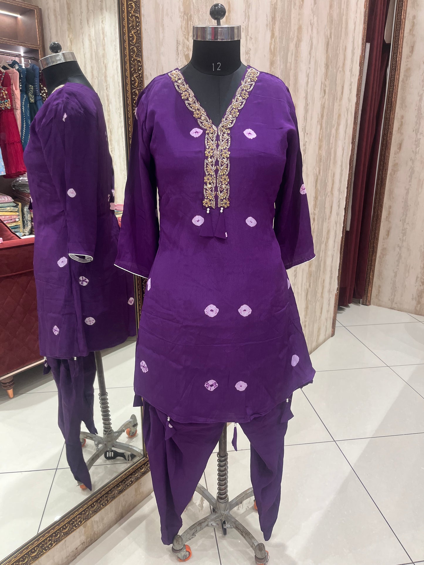 Purple two piece with Dhoti
