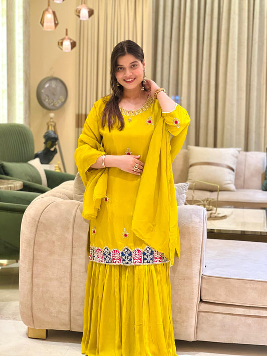 Gaji silk sharara suit
