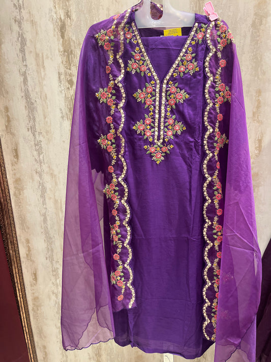 Purple Silk Suit Set