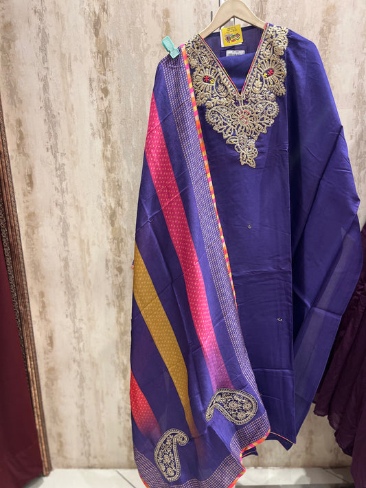 Purple Zardozi Unstitched Suit
