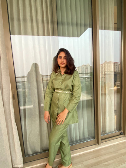 Two piece coord set with belt