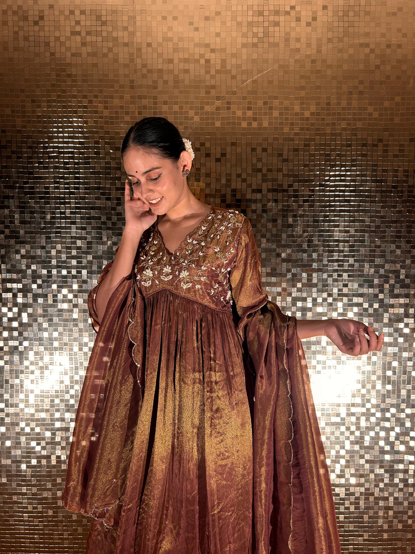 Gold Silk Anarkali
