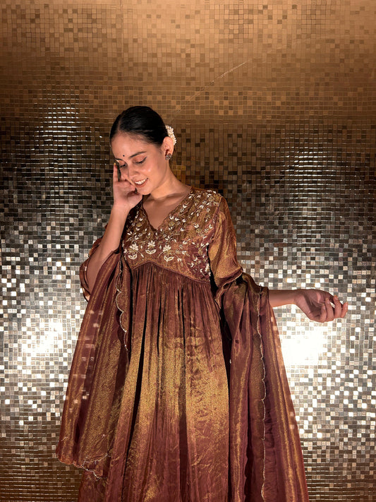 Gold Silk Anarkali
