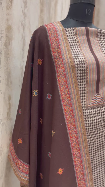 Pashmina Checkered contrast woolen suit