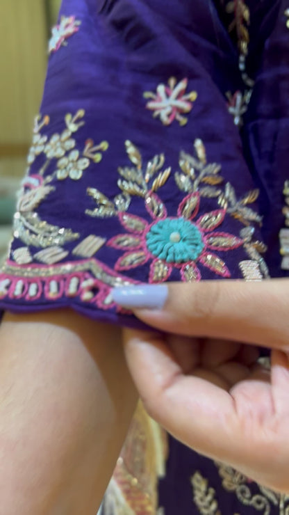Handwork Dabka Pre draped saree